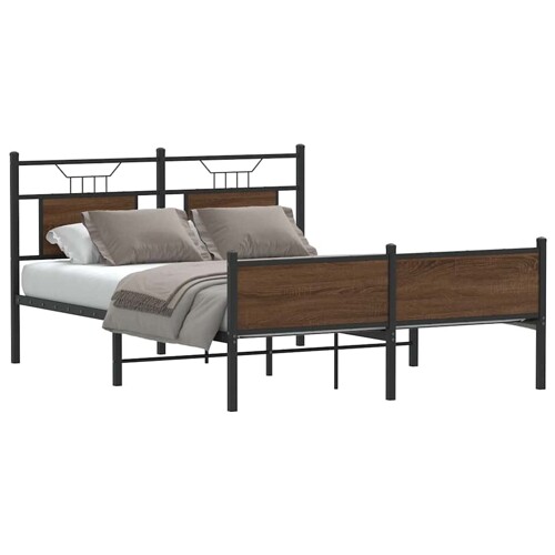 vidaXL Okvir kreveta bez madraca smeđi hrast 140x190 cm izrađeno drvo