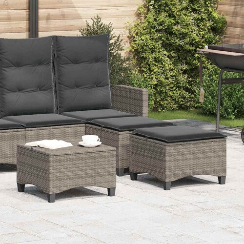 vidaXL Vrtni tabure s jastucima 2 kom sivi 55x55x36 cm poliratan