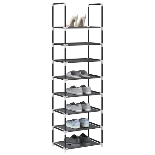 vidaXL Stalak za cipele 8 nivoa crni 44x28x145 cm netkana tkanina