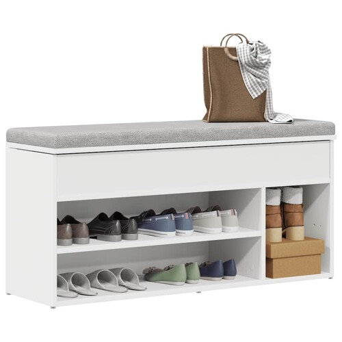 vidaXL Klupa za cipele bijela 102x30,5x45 cm izrađeno drvo
