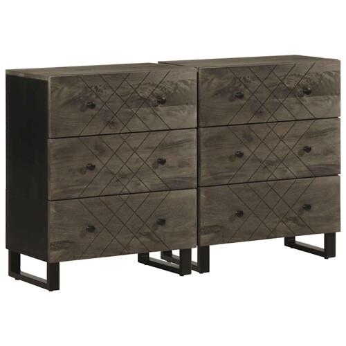 vidaXL Komoda 2 kom crna 60x33x75 cm Puno drvo Mango