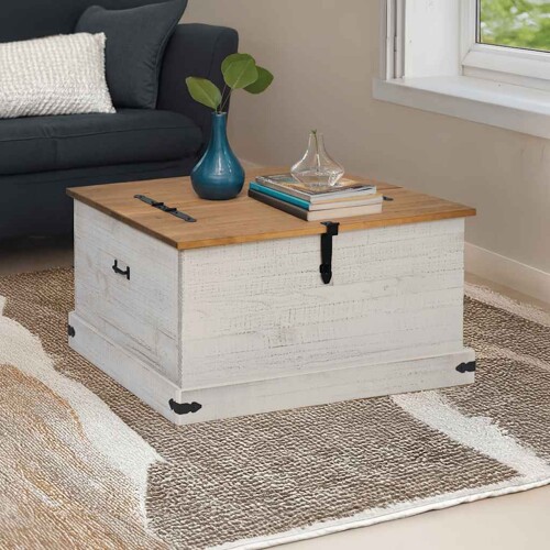 vidaXL Škrinja za pohranu HALDEN bijela 91x91x47 cm puno drvo bor