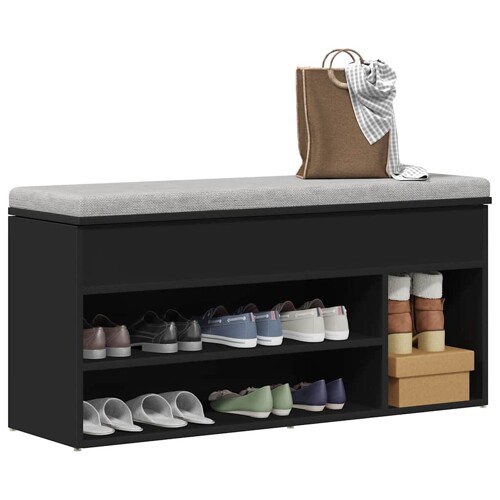 vidaXL Klupa za cipele crna 102x30,5x45 cm izrađeno drvo