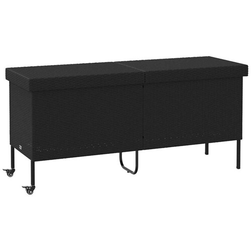 vidaXL Vrtna kutija za pohranu s kotačima crna 160x55x75 cm poliratana