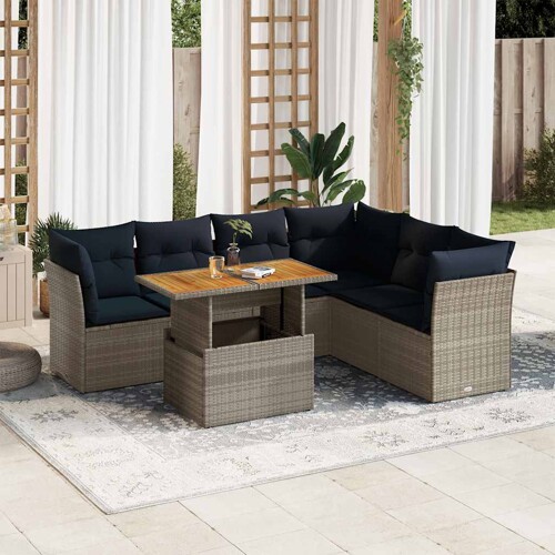 vidaXL 7-dijelni set vrtnih sofa sivi od poliratana