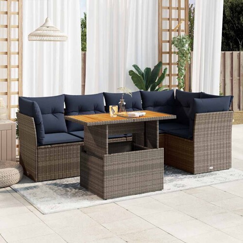 vidaXL 6-dijelni set vrtnih sofa od poliratana s jastucima sivi