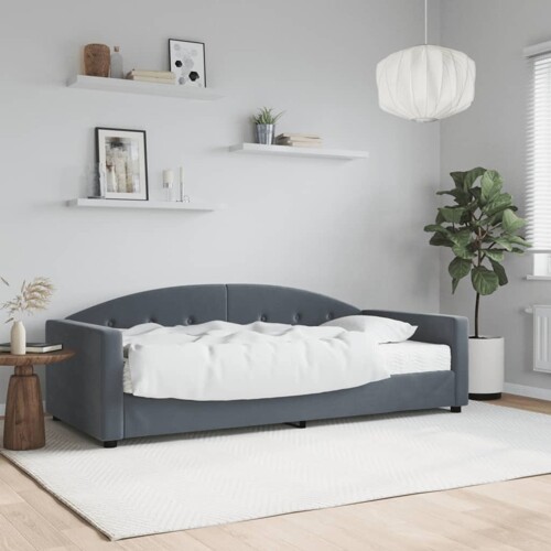 vidaXL Dnevni krevet s madracem tamno sivi 90x190 cm baršun
