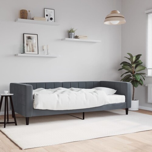 vidaXL Dnevni krevet s madracem tamno sivi 90x190 cm baršun