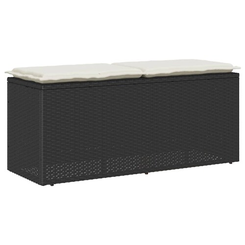 vidaXL Vrtna klupa s jastukom crna 110x40x44 cm od poliratana