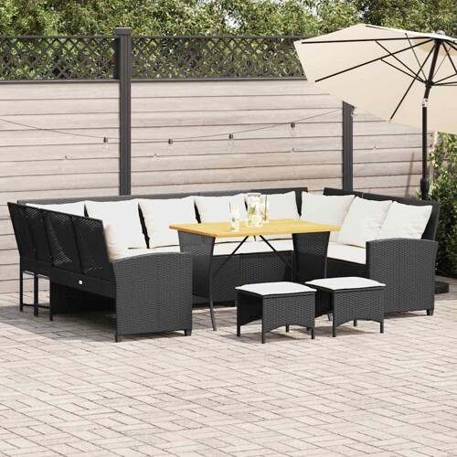 vidaXL 4-dijelni set vrtnih sofa od poliratana s jastucima crni