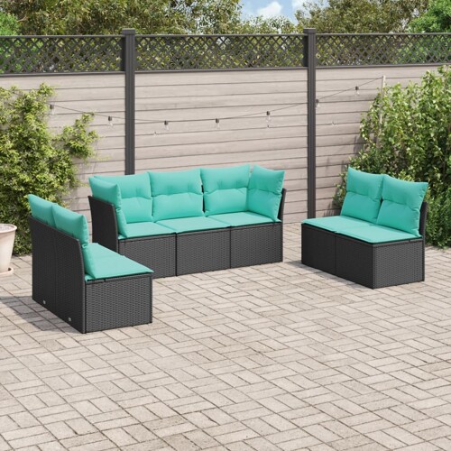 vidaXL 7-dijelni set vrtnih sofa od poliratana s jastucima crni