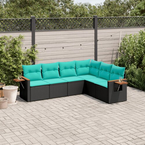 vidaXL 6-dijelni set vrtnih sofa od poliratana s jastucima crni