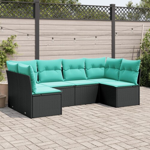 vidaXL 6-dijelni set vrtnih sofa od poliratana s jastucima crni
