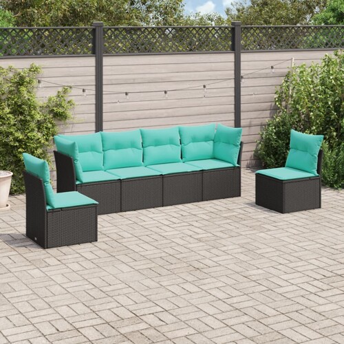 vidaXL 6-dijelni set vrtnih sofa od poliratana s jastucima crni