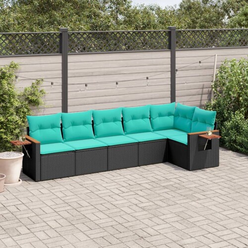 vidaXL 6-dijelni set vrtnih sofa od poliratana s jastucima crni