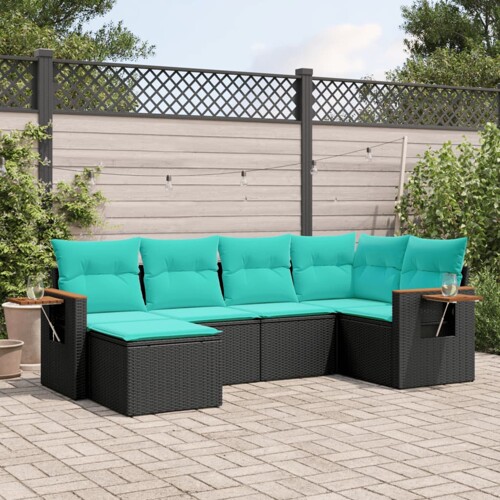 vidaXL 6-dijelni set vrtnih sofa od poliratana s jastucima crni