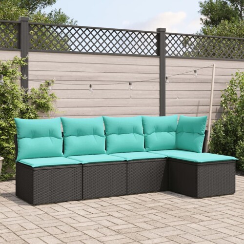 vidaXL 5-dijelni set vrtnih sofa od poliratana s jastucima crni