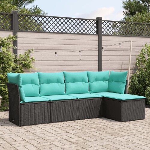 vidaXL 5-dijelni set vrtnih sofa od poliratana s jastucima crni