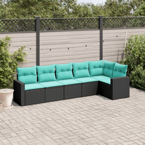 vidaXL 6-dijelni set vrtnih sofa od poliratana s jastucima crni