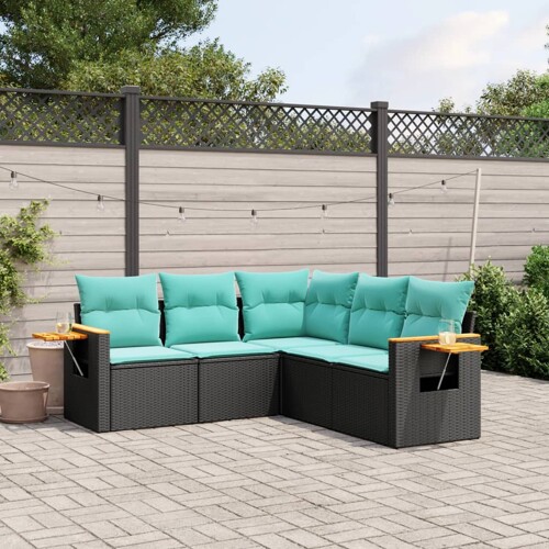 vidaXL 5-dijelni set vrtnih sofa od poliratana s jastucima crni
