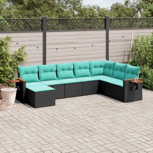 vidaXL 8-dijelni set vrtnih sofa od poliratana s jastucima crni
