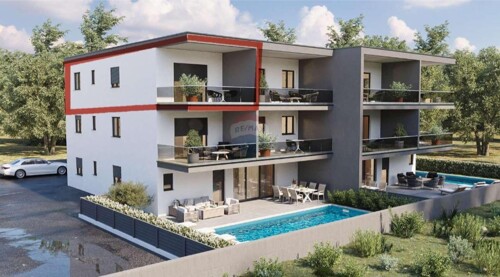 Istra,Novigrad-Dvosobni stan s pogledom na more