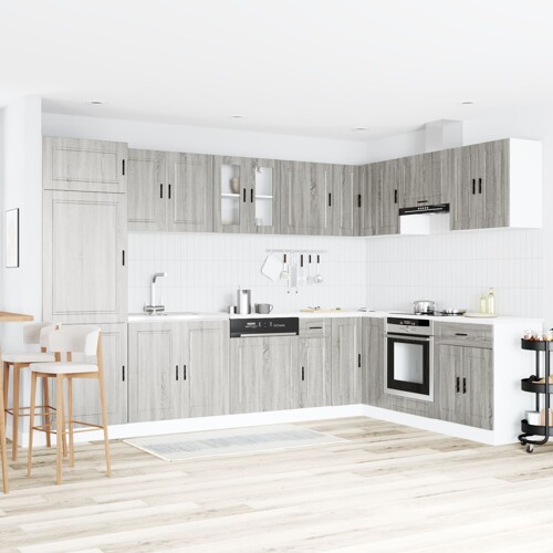 vidaXL Ormar s sudoperom \\"\\"Porto\\"\\" sivi Sonoma 80x46x84,5 cm konstrui...