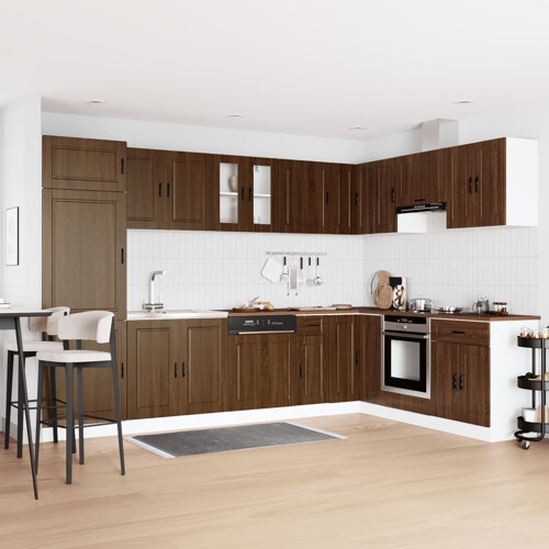 vidaXL Ormar osnovne jedinice 'Porto' s sudoperom smeđi hrast 80x46x84,5 cm ...