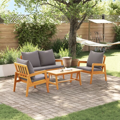 vidaXL 4-dijelni bistro set s jastucima od čvrstog drva akacije
