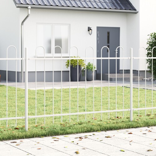 vidaXL Ograde za vrt s okruglim vrhom Bijela 5,1x1,2 m Čelik