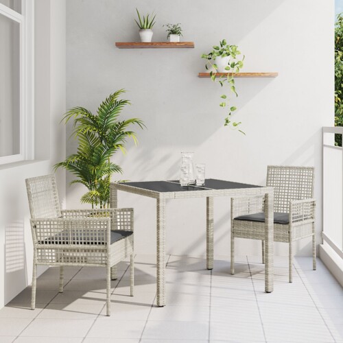 vidaXL 3-dijelni set za objedovanje u vrtu s jastučićima svjetlosive boje p...