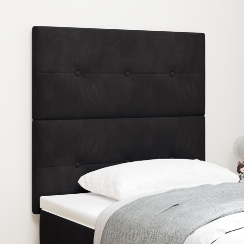 vidaXL Naslon za glavu s gumbenim preklopom Crna 80 cm Baršun