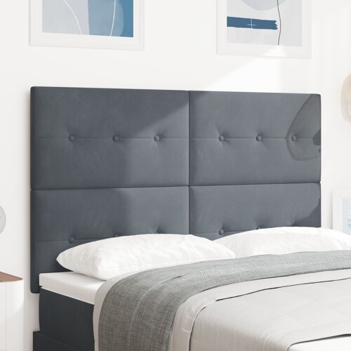 vidaXL Uzglavlje s gumbima tamno sivo 140 cm baršun