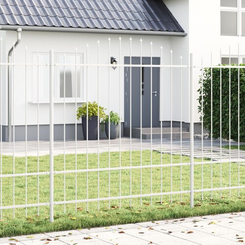 vidaXL Ograde za vrt s vrhom od obruča, bijela, 3,4x1,75 m, čelik