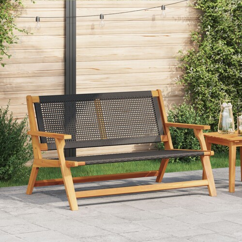 vidaXL Vrtna klupa Crna 122x76x73,5 cm Masivno drvo akacije