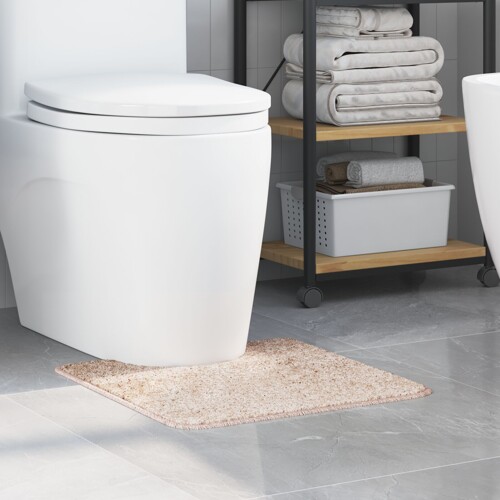 vidaXL Prostirka za kupatilo U-oblik Krem 50x50 cm Poliester Protiv klizanja