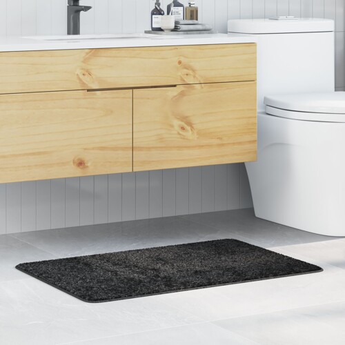 vidaXL Prostirka za kupaonicu pravokutna tamno siva 60x90 cm poliester nekliz...
