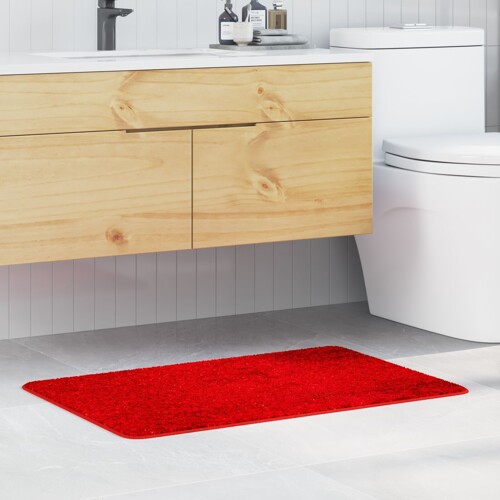 vidaXL Prostirka za kupaonicu pravokutna crvena 60x90 cm poliester protuklizna
