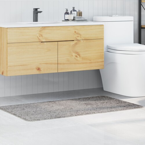 vidaXL Prostirka za kupatilo Pravokutna Siva 70x120 cm Poliester Protiv kliza...