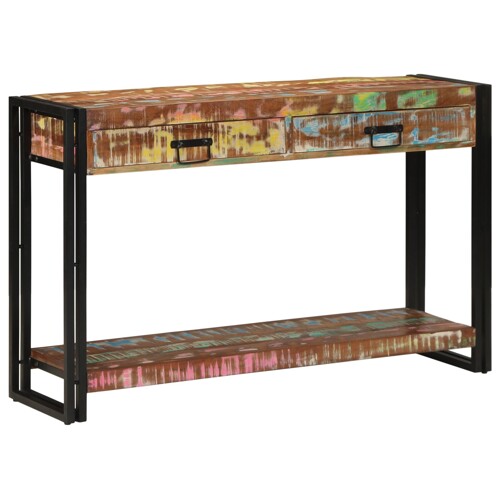 vidaXL Konzolni stol Višebojno 120x33x75 cm Masivno drvo obnovljeno