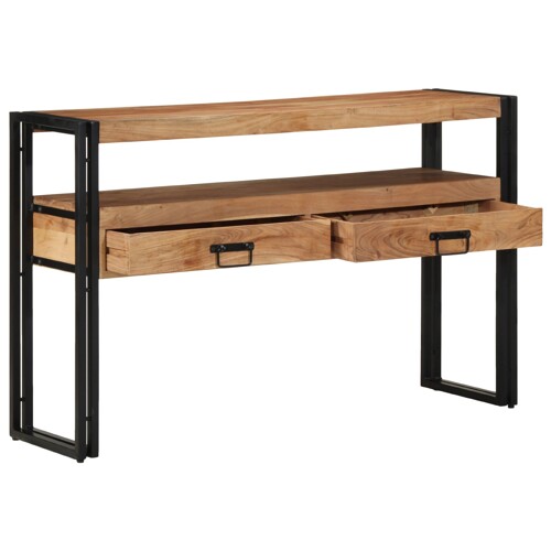 vidaXL Krajnji stolovi Crni 120x33x75 cm Masivno drvo akacije i metal