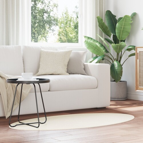 vidaXL Tepisi Krem Poliester 80 x 150 cm Ovalni Minimalistički