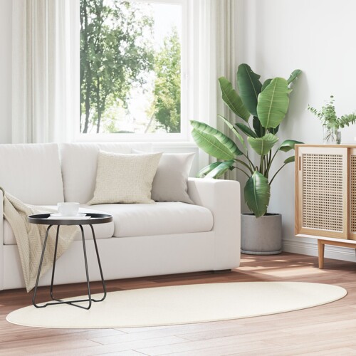vidaXL Tepisi Krem Vuna 100 x 200 cm Tepih Ovalni Moderni