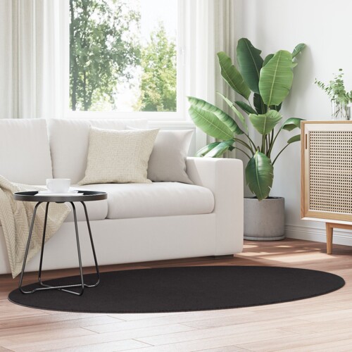 vidaXL Tepih \\"\\"HUARTE\\"\\" Crna 120x170 cm Oval