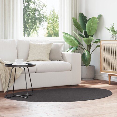 vidaXL Tepisi Antracit Poliester 120 x 170 cm Tepih za područje Ovalni