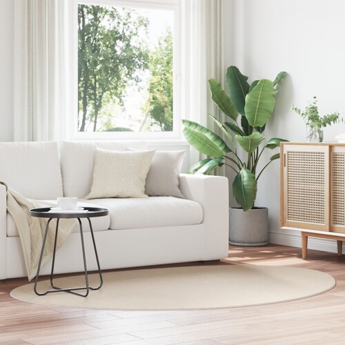 vidaXL Bež Vuneni Tepih 140 x 200 cm Ovalni Minimalistički Veliki