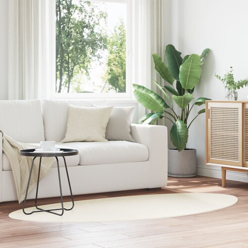 vidaXL Tepisi Krem Poliester 80 x 150 cm Tepih za područja Ovalni