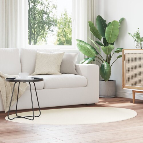 vidaXL Tepisi Krem Poliester 100 x 200 cm Tepisi za područja Ovalni