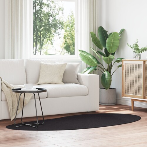 vidaXL Tepih Crn 100x200 cm Poliester Protiv Klizanja