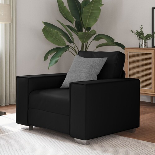 vidaXL Crna Umjetna Kožna Sofa Stolica - 59 cm